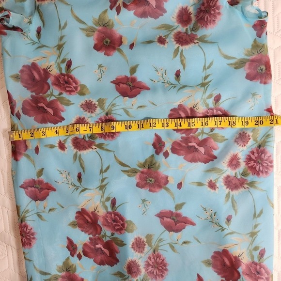 Megan LEE Blue Midi WOMENS 6P Sundress with Flutter Sleeves and V-Neck‎ Lined Co - Picture 10 of 12